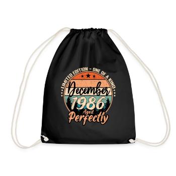Dezember 1986 Geburtstag 1986 Legenden Dezember - Turnbeutel - Schwarz - Vorne