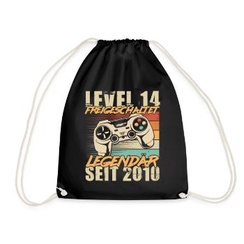 14 Geburtstag Gamer Jahrgang 2010 geboren - Turnbeutel - Schwarz - Vorne