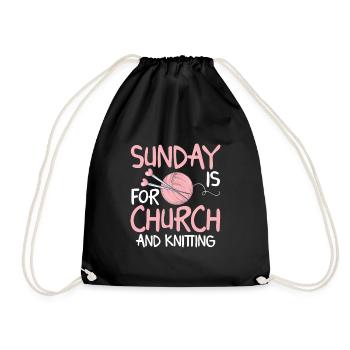 Le dimanche c'est pour l'église et le tricot - Sac de sport léger - noir - Devant
