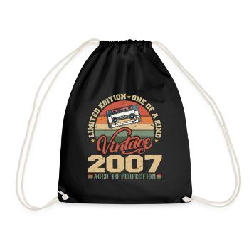 Jahrgang 2007 Retro Geburtstagsgeschenk 2007 - Turnbeutel - Schwarz - Vorne