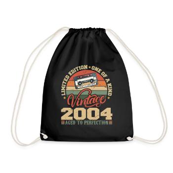 Jahrgang 2004 Retro Geburtstagsgeschenk 2004 - Turnbeutel - Schwarz - Vorne