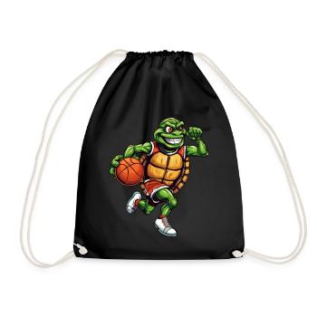 Basketball player turtle - Drawstring Bag - black - Front