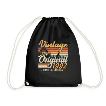 Vintage Anniversary Made in 1992 Retro 1992 - Drawstring Bag - black - Front