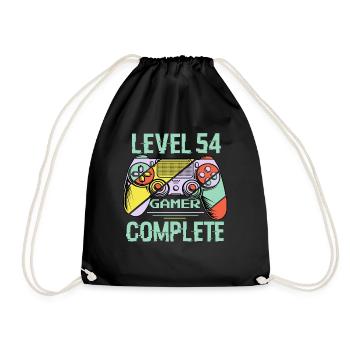 Level 54 Complete 54 Years Gamer Level 54 Complete - Drawstring Bag - black - Front