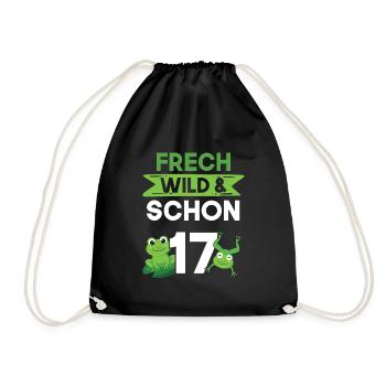17 Jahre Geburtstag Frosch - Turnbeutel - Schwarz - Vorne
