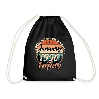 January 1956 Birthday 1956 Legends January - Drawstring Bag - black - Front
