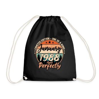 January 1988 Birthday 1988 Legends January - Drawstring Bag - black - Front