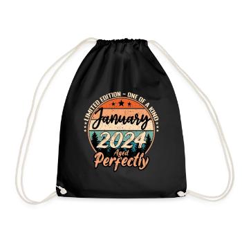 January 2024 Anniversary 2024 Legends January - Drawstring Bag - black - Front