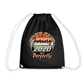 January 2020 birthday 2020 captions January - Drawstring Bag - black - Front