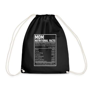 Mom Nutritional Facts - Drawstring Bag - black - Front
