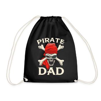 Piraten Papa Totenschädel gekreuzte Knochen - Turnbeutel - Schwarz - Vorne