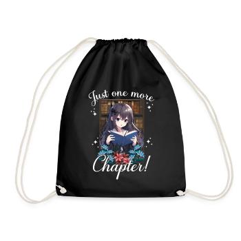 just one more chapter anime girl reading book - Drawstring Bag - black - Front