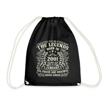 January 2001 Anniversary 2001 January Year - Drawstring Bag - black - Front