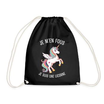 Je M'en Fous Je suis Une Licorne - Sac de sport léger - noir - Devant