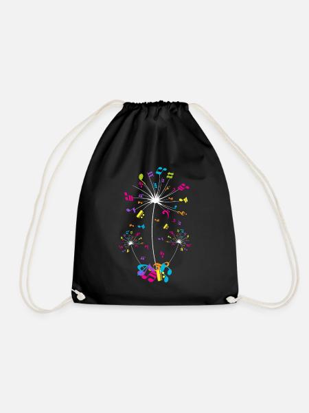 Music notes dandelion flowers musicians - Drawstring Bag - black