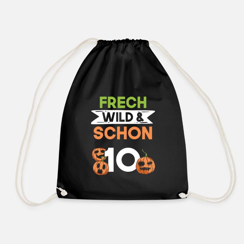 10 Jahre Geburtstag Junge Mädchen Kürbis Halloween - Turnbeutel - Schwarz