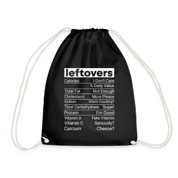 No Waste - Food Leftovers Nutritional Values Check! - Drawstring Bag - black - Front