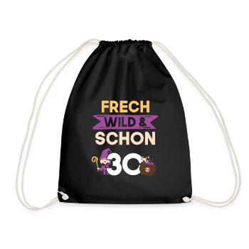 Geschenk 30 Jahre Geburtstag Halloween Hexe - Turnbeutel - Schwarz - Vorne