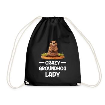 Groundhog Day - Crazy Groundhog Lady - Drawstring Bag - black - Front