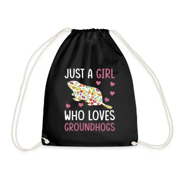 Just a girl who loves marmots - Drawstring Bag - black - Front