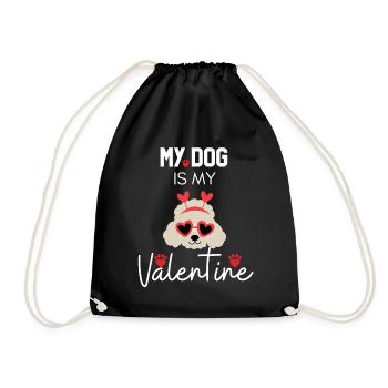 My Dog Is My Valentine - Drawstring Bag - black - Front