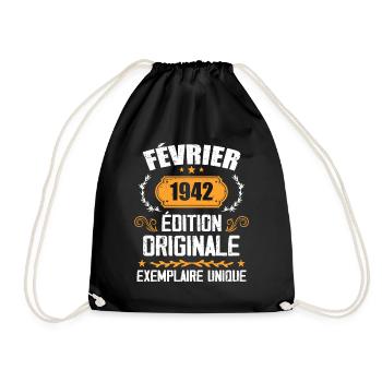 82nd Birthday Gift Born in February 1942 - Drawstring Bag - black - Front