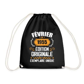 Geschenk zum 69. Geburtstag geboren im Februar 1955 - Turnbeutel - Schwarz - Vorne
