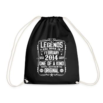 Vintage cadeau d'anniversaire née en Février 2014 - Sac de sport léger - noir - Devant
