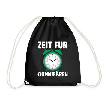 Zeit für Gummibären! Gummibär Uhr Süßigkeit - Turnbeutel - Schwarz - Vorne
