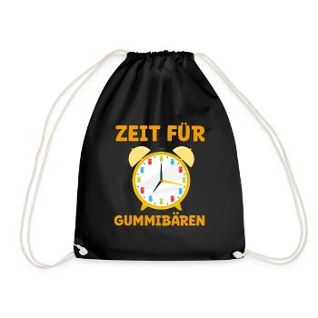 Zeit für Gummibären! Gummibär Uhr Süßigkeit - Turnbeutel - Schwarz - Vorne