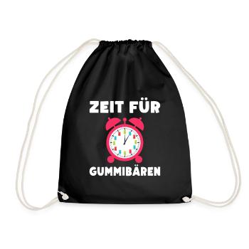 Zeit für Gummibären! Gummibär Uhr Süßigkeit - Turnbeutel - Schwarz - Vorne