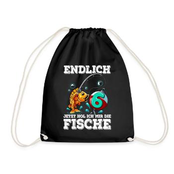 6 Anniversaire Pêcheur à la ligne - Sac de sport léger - noir - Devant