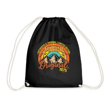 March 1975 March Birthday 1975 March Original - Drawstring Bag - black - Front
