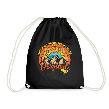 March 1987 March Birthday 1987 March Original - Drawstring Bag - black - Front