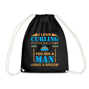 I love curling - Drawstring Bag - black - Front