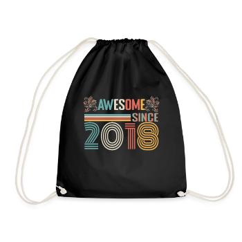 2018 anniversary since 2018 Vintage 2018 - Drawstring Bag - black - Front