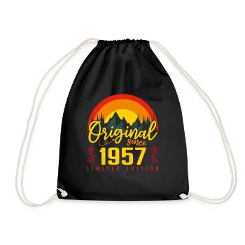 Birthday 1957 Birthday Born in 1957 Gift - Drawstring Bag - black - Front