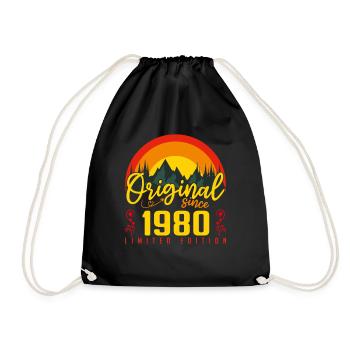 1980 Geburtstag Jahrgang 1980 Geburtstagsgeschenk - Turnbeutel - Schwarz - Vorne