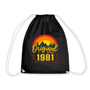 Geburtstag 1981 Geburtstag Jahrgang 1981 Geschenk - Turnbeutel - Schwarz - Vorne