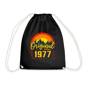 Birthday 1977 Birthday born in 1977 gift - Drawstring Bag - black - Front