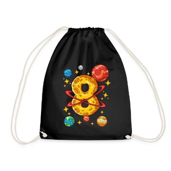 8 Birthday Space Space Astronaut 8 Years - Drawstring Bag - black - Front