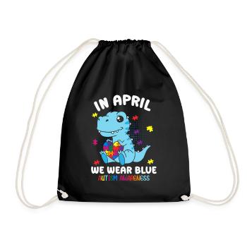 Autism Awareness in April We Wear Blue - Drawstring Bag - black - Front