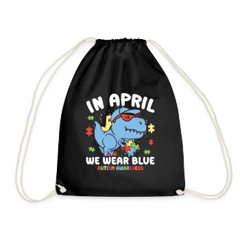 Autism Awareness in April We Wear Blue - Drawstring Bag - black - Front
