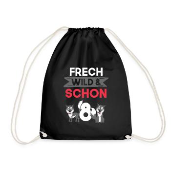 8 Jahre Geburtstag Junge Mädchen Wolf - Turnbeutel - Schwarz - Vorne