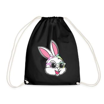 Ostern süßes Häschen Osterhase - Turnbeutel - Schwarz - Vorne