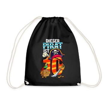 10th Birthday Pirates - Drawstring Bag - black - Front