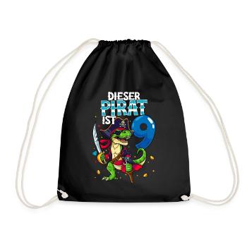 9th Birthday Pirates - Drawstring Bag - black - Front