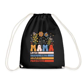 Mom Mother's Day loved, selfless, protector - Drawstring Bag - black - Front