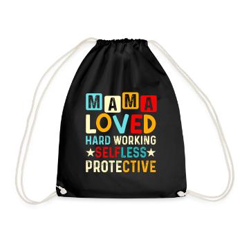 Mom Mother's Day loved, selfless, protector - Drawstring Bag - black - Front