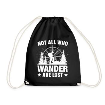 Wandern - nicht alle, die wandern, sind verloren! - Turnbeutel - Schwarz - Vorne